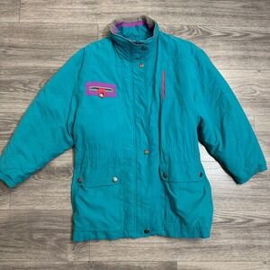 Vintage 90s Segrets Ski Jacket M Teal Womens Insulated Parka Windbreaker‎ Retro